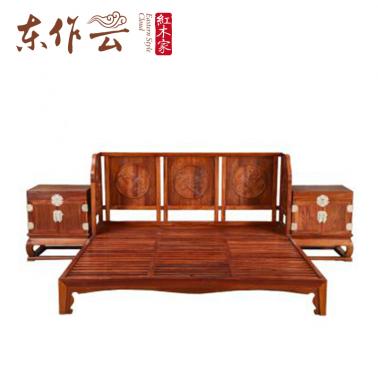非洲花梨（刺猬紫檀）檀雕大床1.8米三件套