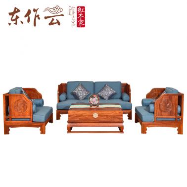 非洲花梨（刺猬紫檀）檀雕沙发四件套