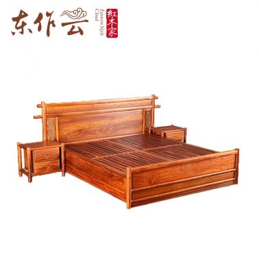 非洲花梨（刺猬紫檀）明式大床1.8米三件套