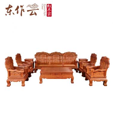 缅甸花梨鱼跃龙门沙发十件套