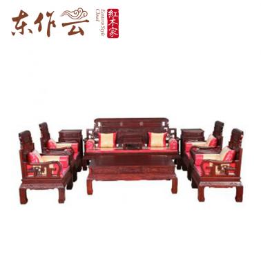 东南亚红酸枝六合同春沙发十一件套