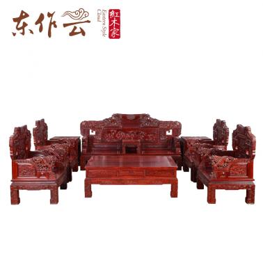 非洲酸枝万马奔腾沙发十一件套