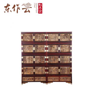 墨西哥红酸枝+楠木二十四孝书画柜二件套