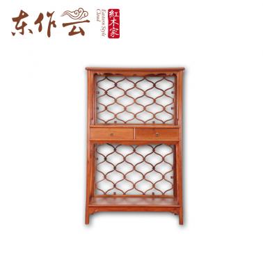 缅花透雕架子书柜二件套