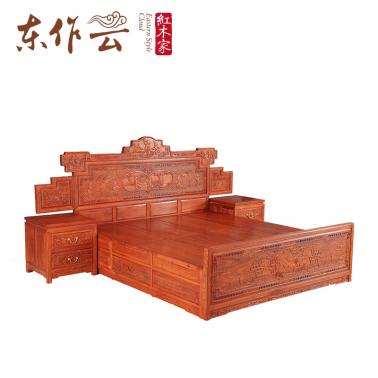 非洲花梨鸿运一生大床三件套