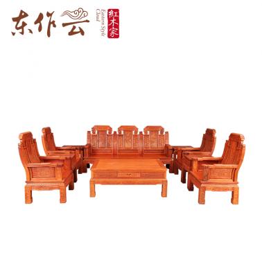 真功斧缅甸花梨功夫如意沙发十一件套