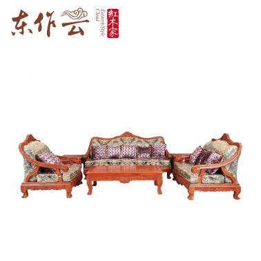 缅甸花梨B款沙发六件套