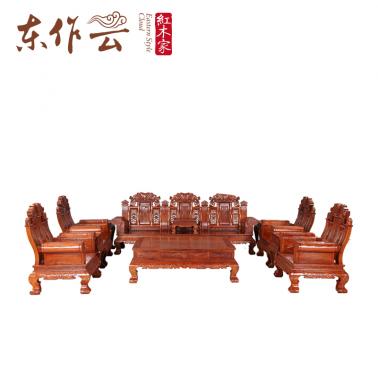 非洲花梨如意大奔沙发十一件套