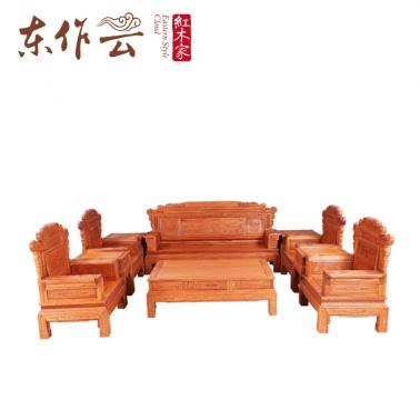 缅甸花梨圆圆满满沙发十件套