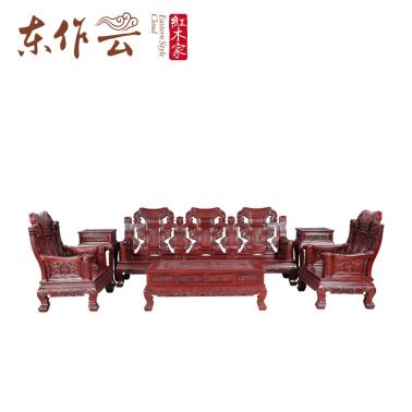 非洲酸枝百子送福沙发六件套