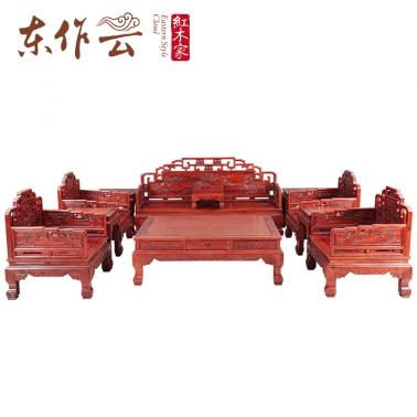 非洲酸枝山水宝座沙发十一件套