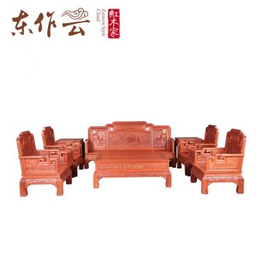 香脂木国色天香沙发十件套