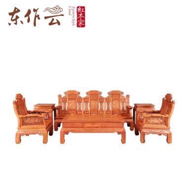 缅甸花梨小款如意沙发六件套