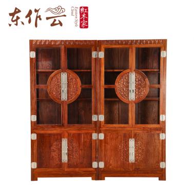 非洲花梨（刺猬紫檀）祥云酒柜二件套
