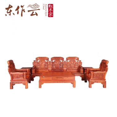 缅甸花梨吉祥如意沙发六件套