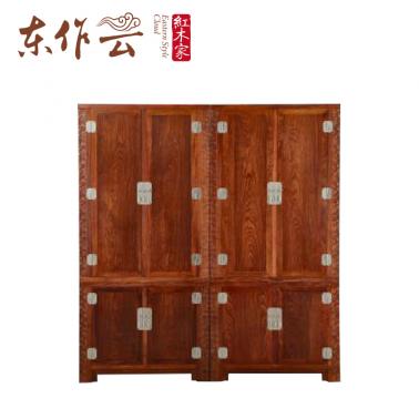 非洲花梨（刺猬紫檀）祥云衣柜二件套