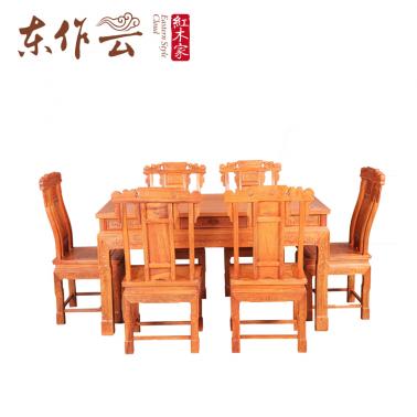 缅甸花梨餐桌七件套