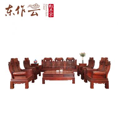 大红酸枝大吉祥沙发十件套