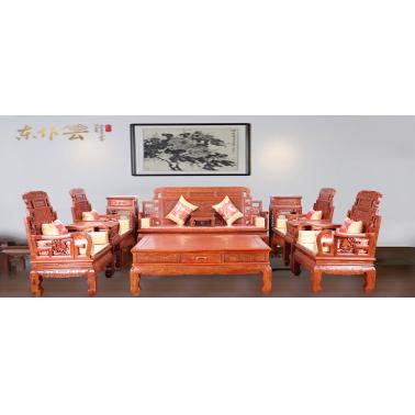 非洲花梨六合同春沙发七件套
