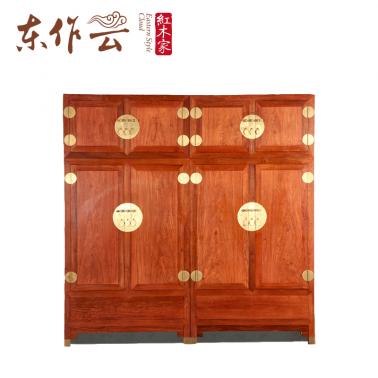 缅甸花梨平板顶箱柜二件套
