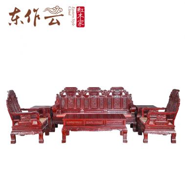 非洲酸枝如意宝座沙发六件套