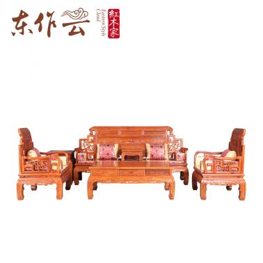 非洲花梨六合同春沙发六件套