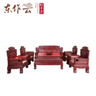 东南亚红酸枝兰亭序沙发十一件套