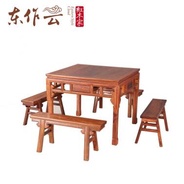非洲花梨小八仙桌（配板凳）五件套