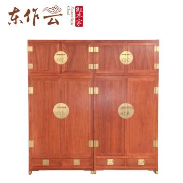 非花（刺猬紫檀）素面顶箱柜二件套
