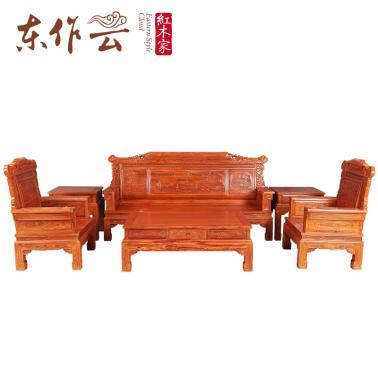 非洲花梨锦绣西湖沙发六件套