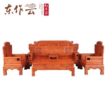 非洲花梨财源滚滚沙发七件套