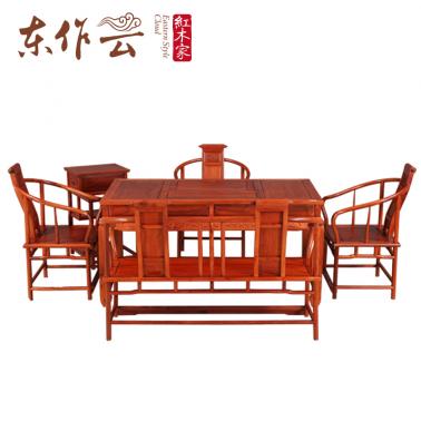 缅甸花梨富贵茶台六件套