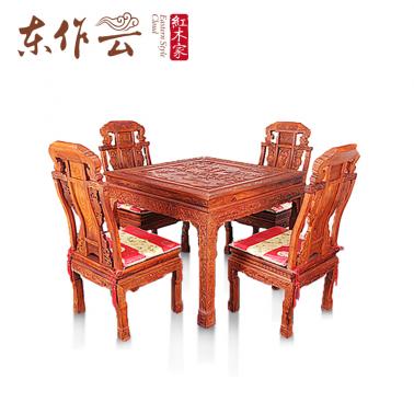 非洲花梨大百子四方桌五件套