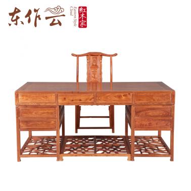 非洲花梨1.8米明式书桌(配官帽椅）二件套