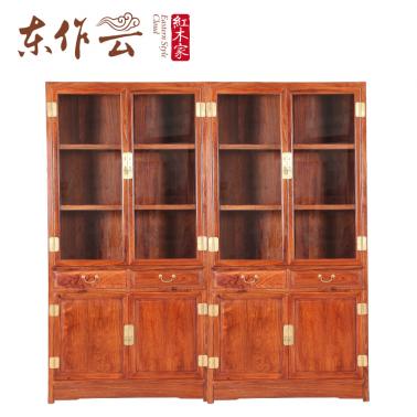 非洲花梨素面明式书柜二件套