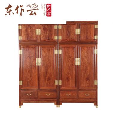 非洲花梨素面顶箱柜二件套
