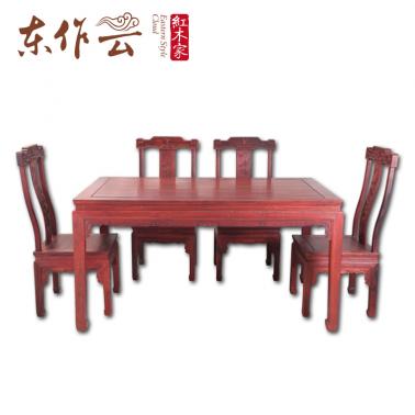 东南亚红酸枝餐桌七件套