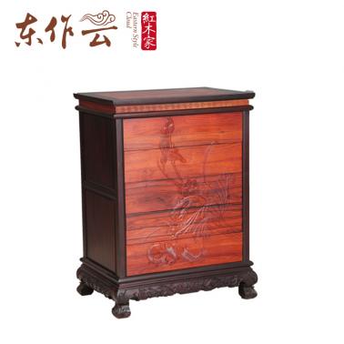 黑酸枝+红酸枝荷韵五斗柜单件