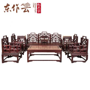 大红酸枝福寿沙发11件套