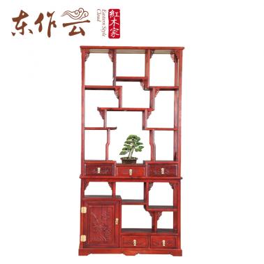 朝皇居缅甸红酸枝多宝阁博古架二件套