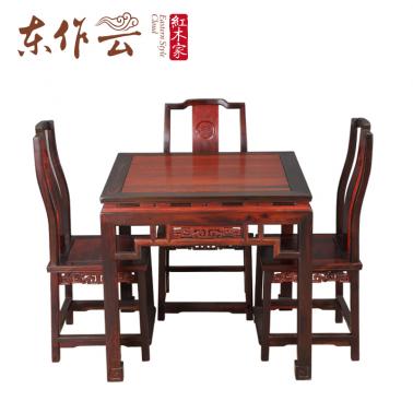朝皇居大红酸枝四方休闲餐桌五件套