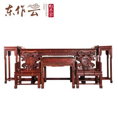 大红酸枝中堂六件套