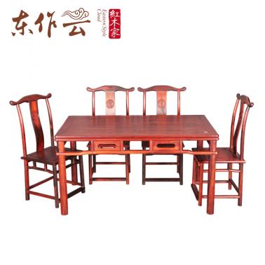 大红酸枝明式餐台六件套