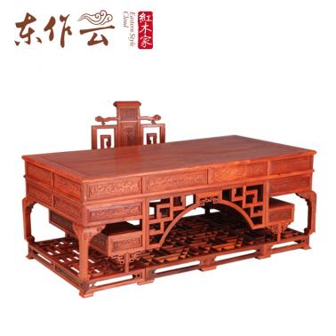 缅甸花梨祥云大班台二件套
