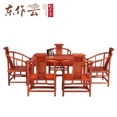 缅甸花梨功夫茶桌六件套