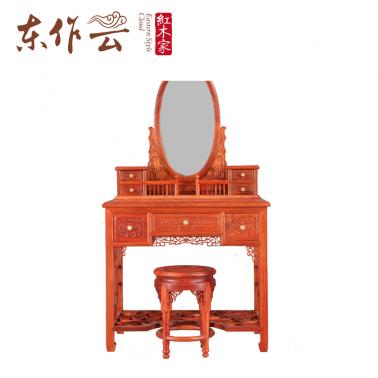 缅甸花梨洋花梳妆柜二件套