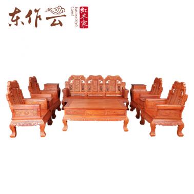 缅甸花梨吉祥如意沙发十件套