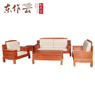 缅甸花梨软体沙发五件套