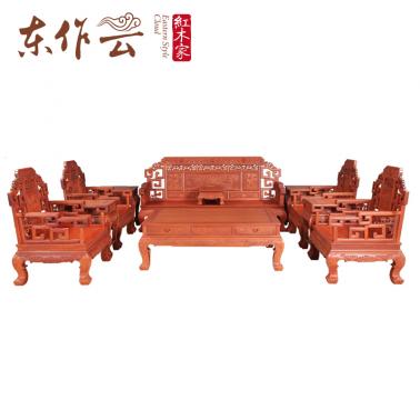 缅甸花梨祥云沙发十件套