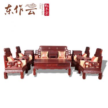 东南亚红酸枝六合同春沙发十一件套